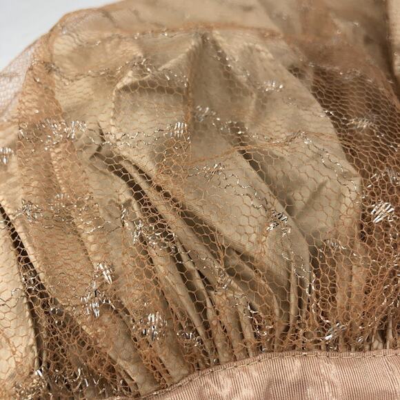 Vintage 1950\'s Hair Bonnet Vinyl w/ Metallic Mesh Overlay Neck Tie Curlers NUDE main image 11